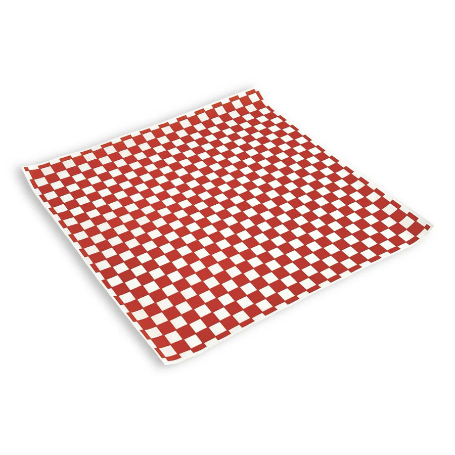 12"x12" Grease Resistant Red Checker Liner Food Wrap Paper 2000/box